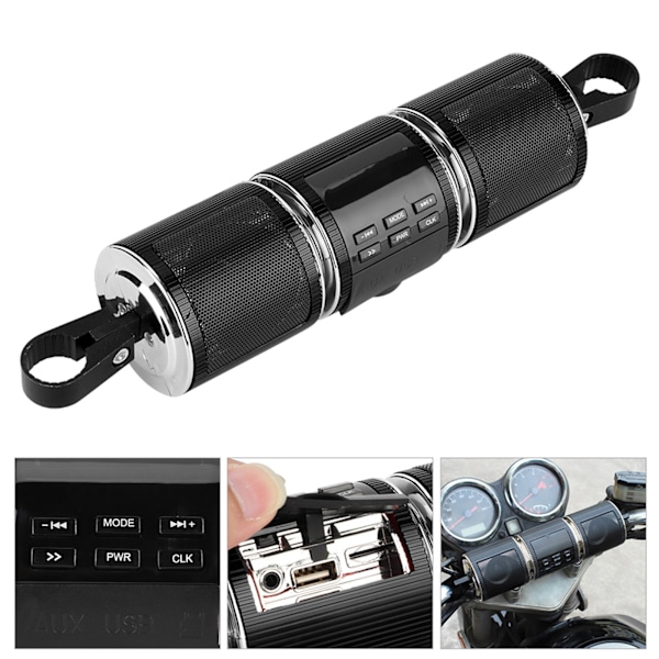 Universal Motorcykel Vattentäta Stereo Högtalare Bluetooth 3.0+EDR Tf USB Musikspelare (Svart)