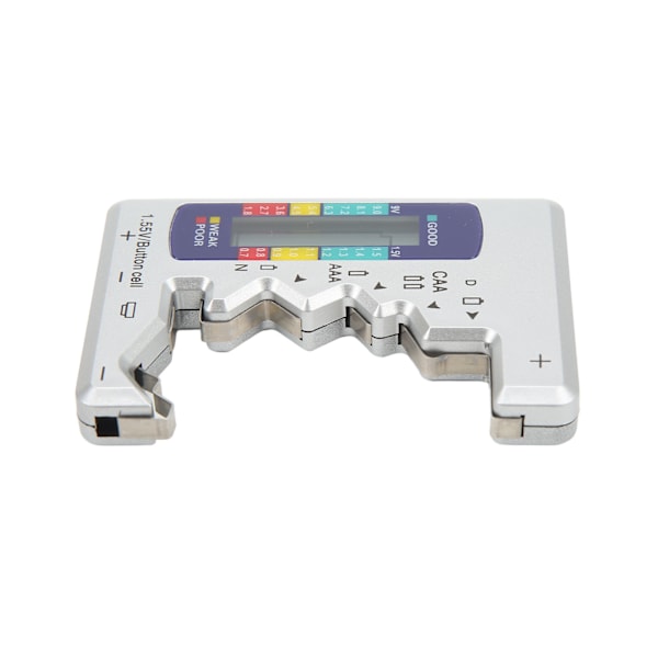 Digital Batterikapacitetsmåler Tester Universal D C N AAA AA 9V 1,5V Knapcelsanalysator Sølv