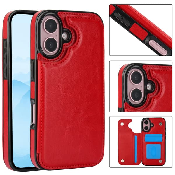 Kompatibel med iPhone 16 Plus - Wallet Case, Elegant, Praktisk och Säker Brun