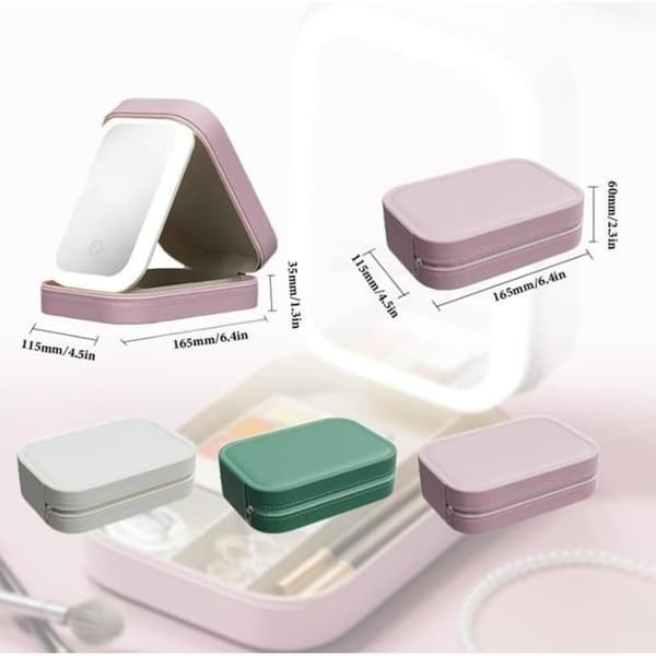 Makeuptaske - Uspecificeret - Rejsetaske - LED-belyst spejl - 3 farver - Kunstlæder
