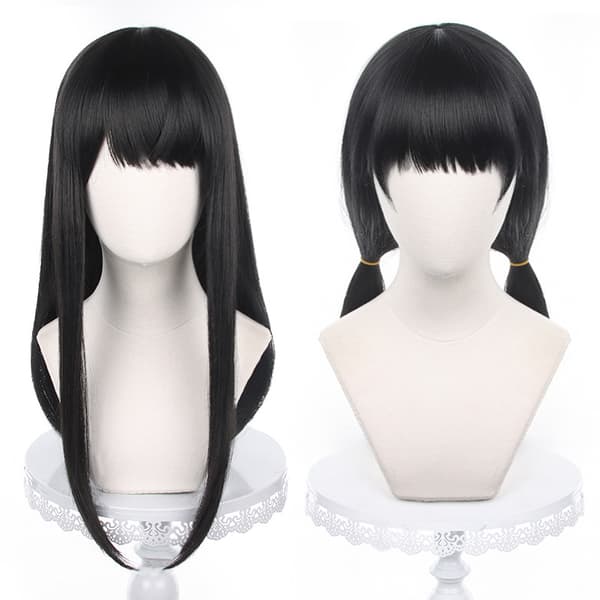 Anime Chainsaw Man Mitaka Asa Cosplay Peruukki Asa Mitaka Pitkä Musta Black One Size