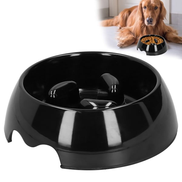 Pet Slow Feeders Bærbar Hund Langsom Foder Skål Anti Kvælning Skål til Kat Hund Tilbehør M Sort