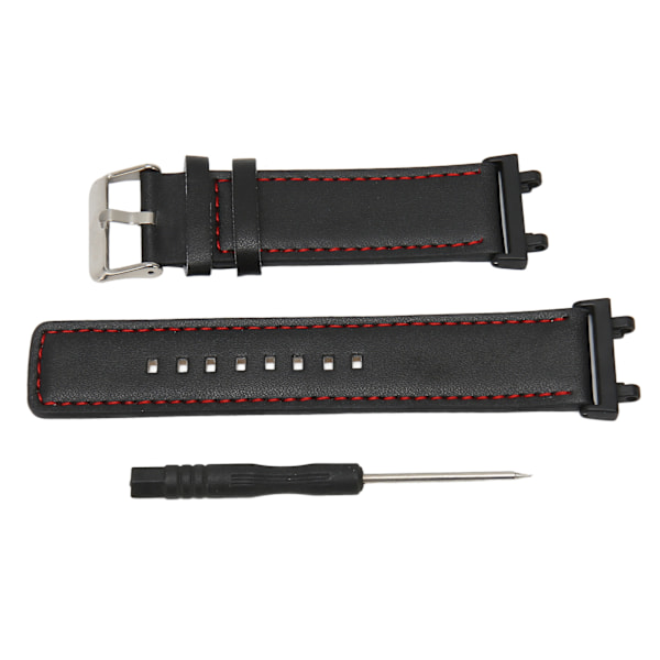 Klockband PU-läder Andningsbart ersättningsklockarmband med fjäderstångsverktyg för T Rex 2 Svart