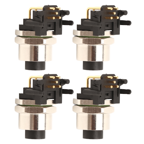 4 stk Elektrisk Aviation Socket Connector M12 5-polet Aluminiumlegering Vandafvisende til RV Båd