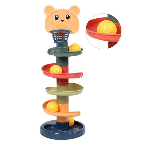 Ball Tower Interactive Educational Funny Ljusa Färger Ball Drop and Roll Tower för småbarn 5 lager med 5 golfar gratis storlek