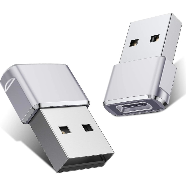USB C naaras - USB -urossovitin 2 pakkaus, A-tyypin latauskaapelin power iPhone 11 12 13 Pro Maxille, airpods Ipad Air 4 Mini 6, samsung Galaxy Note 1 Silver