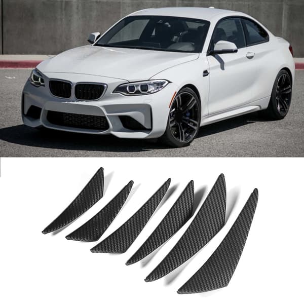 6 stk. Kulfibertekstur Bil Bumper Fin Canard Splitter Diffuser Valence Spoiler Lip