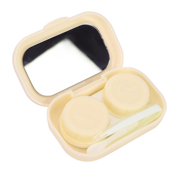 Mini Travel Kontaktlins Box Set Pincett Remover Stick Portabelt kontaktlinsfodral Gul