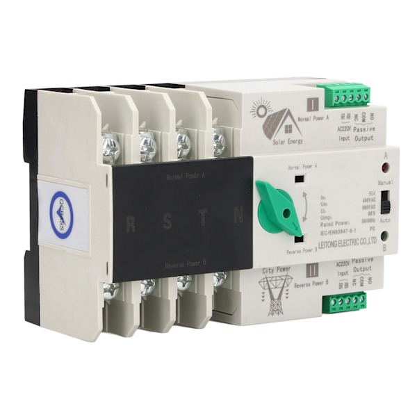 Dual Power Automatisk Transfer Switch 4P Millisecond Circuit Fast Controller PV till nät AC220V 80A