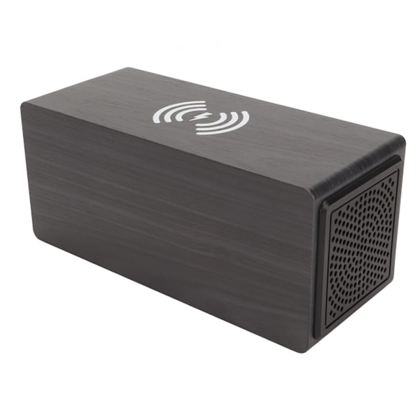 Bluetooth-högtalare Digital träväckarklocka Trådlös laddning 15W Dual Alarm Snooze LED-väckarklocka Svart