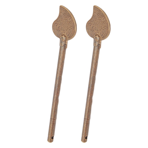 2 stk Dørstopp Låsstift 11 cm Bladform Retro stil Messing Skap Nøkkelstopp Bolt Låsstift