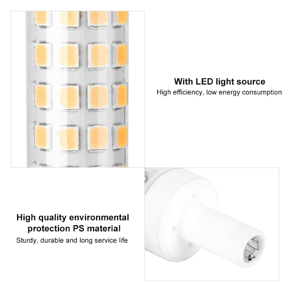 2st r7s 10W 120 LED-lampa, dubbelsidigt byte av halogenlampa AC85-265V (varm vit)