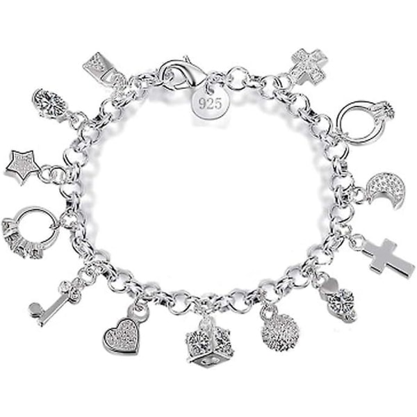 S925 Silver Thirteen Hanging Pieces Armband För Kvinnor Present Armband & Armband Smycken