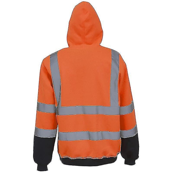 Reflekterande säkerhetsarbetskläder Hoodie Pullover Sweatshirt för män, Hög synlighet, 3XL, Orange