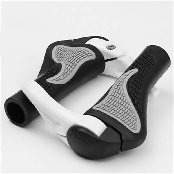 1 par sykkelstyre Ergonomisk design Justerbar aluminiumslegering To-veis sykkel Støtdempende håndtak Hvit horn