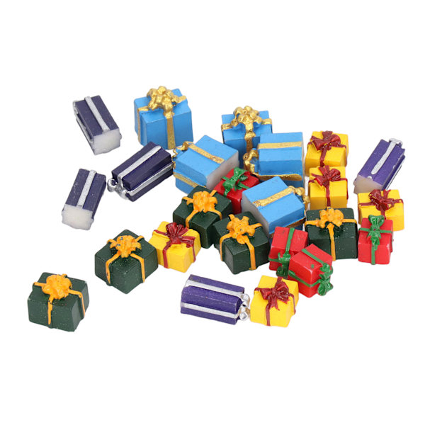 25 st Dockhus julklappslådor Harts 5 färger Pedagogiska mini juldekorationer för 1:12 dockskåp