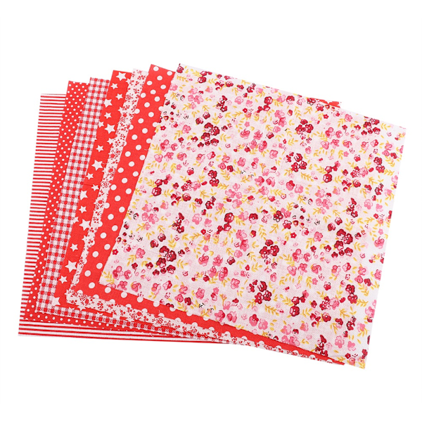 7st 50*50 cm Bomullstyg DIY Assorted Squares Pre Cut Sängkläder Kit Quarters Bundle (röd)