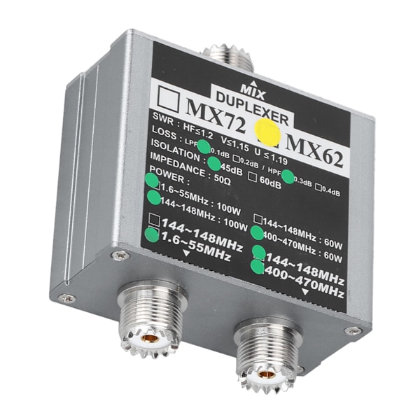 MX62 VHF/UHF-duplekseri 144-148 MHz 400-470 MHz Eri taajuuksia sisäantenniyhdistimelle