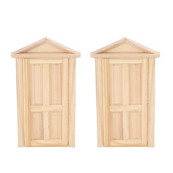 2 stk Dukkehustør Miniatyr Dør 1:12 Skala 1: 16 Skala Møbler DIY Dukkehustør Mini Tre Dør for Jul