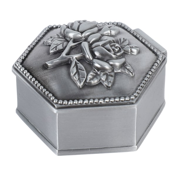 Metal Smykkeskrin Innovativ Europæisk Stil Vintage Udsøgt Rose 3D Prægning Mini Smykkeskrin Heks