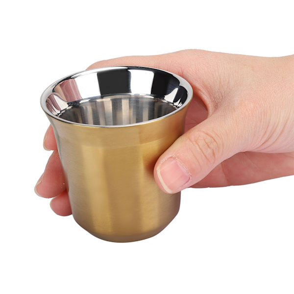 304 rostfritt stål värmeisolerad dubbellager kaffekoppsmugg för hemkaféGold