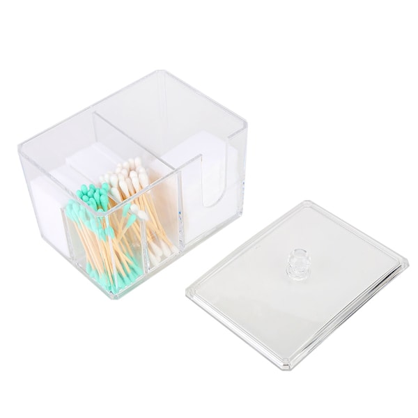 14×10×13cm Transparent Opbevaringsboks Organizer til Vatpinde Vatrondel