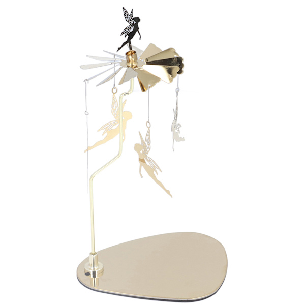 Ljushållare Rund triangelbricka Romantisk europeisk stil Rostfritt stål Roterande Aromaterapi Wind Chime Ljushållare Little Fairy