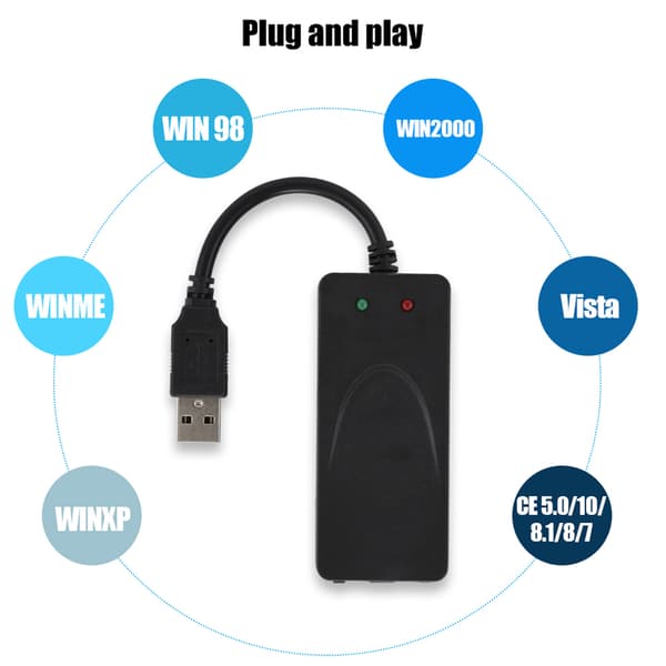 Dual Port USB2.0 56K Ekstern Faxmodemdriver for Windows 7/8/10/XP