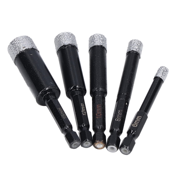 5 stk/sæt Diamant Hulsav Hexskaft Granit Hulåbner til Keramiske Fliser Marmor 6 8 10 12 15mm