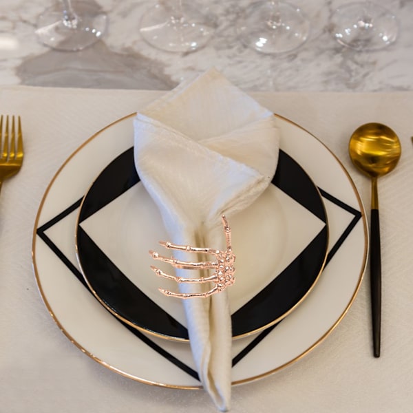 Vin Servis Halloween Servett Spänne Ghost Hand Servettring Legering Servettring Svart