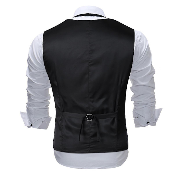 Tryckt affärsmässig casual väst med V-ringning för män - 6 färger (svart/silver) XL