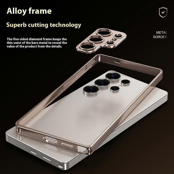 Kompatibel med Samsung Galaxy S25 Ultra Bumper Skal Legeringsramskydd med Linsram Silver