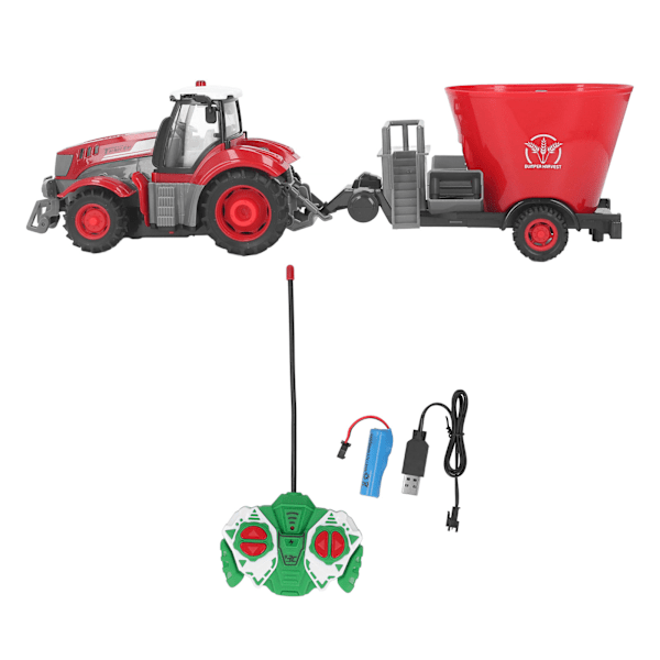 RC Farm Tractor med släp Fjärrkontroll Traktorleksak RC Farm Truck Fordon Leksak för barn Pojkar Flickor