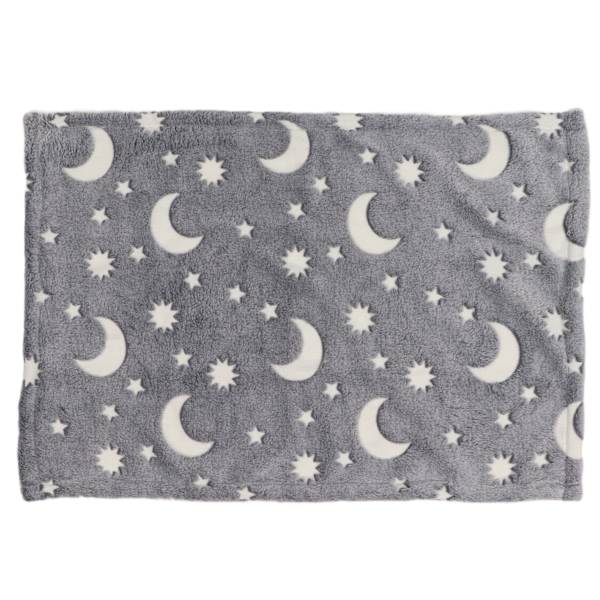 Glow in The Dark Throw Filt Mjukt Bekvämt Andas flanellhundtäcke för katter och hundar100 X 80 cm