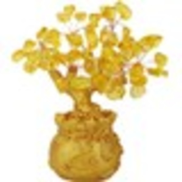 Gul kristall-lyckoträd, kreativ citrin, kinesisk feng-pengar-lyckoträd, M0F0, hem for kontordekoration