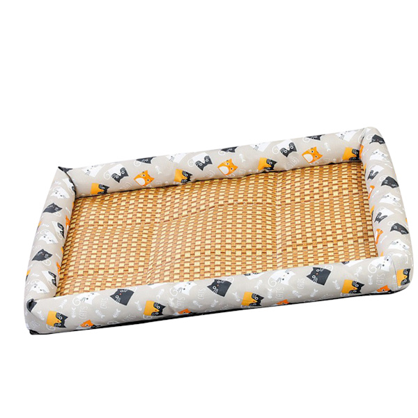 Husdjur Sommarmatta Vine Vävt Linne Uppfriskande Andas Mjuk Bekväm Hund Katt Kylsäng Grå 60x45cm/23,6x17,7in (Föreslagen 10 kg)
