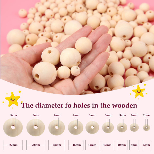 Treperle, 100 stk naturlige perler Runde treperler for håndverk Gjør-det-selv-håndlagde dekorasjoner (18 mm)