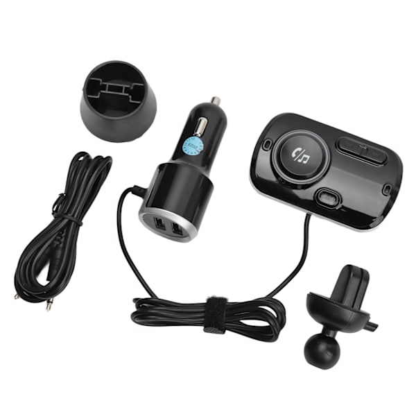 Bluetooth-sändare 2 USB-portar Svart Snabbladdning Smart detektering Brusreducering Handsfree-funktion Universal bil