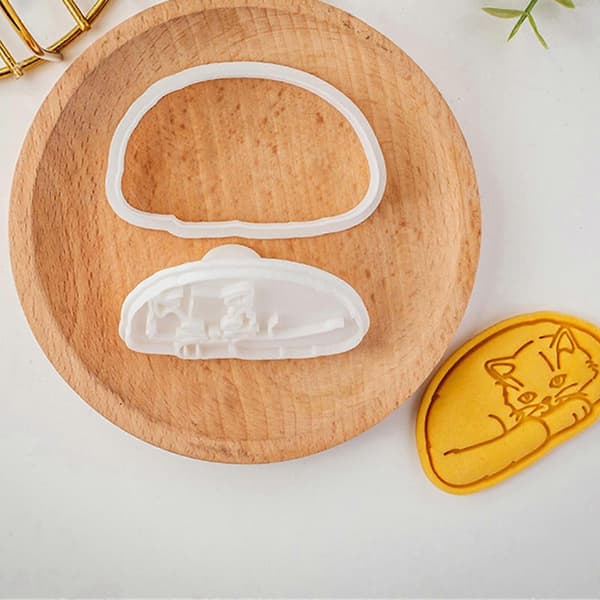 Søde katteformer kiksforme elegante katte mønster kiksestempel kiksform til sød dessertfremstilling Kitten D