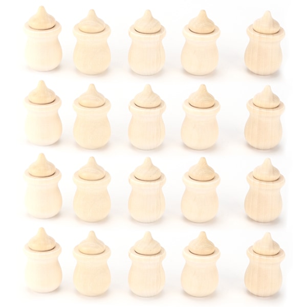 20 Sett Treplugger Eikenøtt Krukkeform DIY Malbare Håndverk for Dekorering Ornamenter