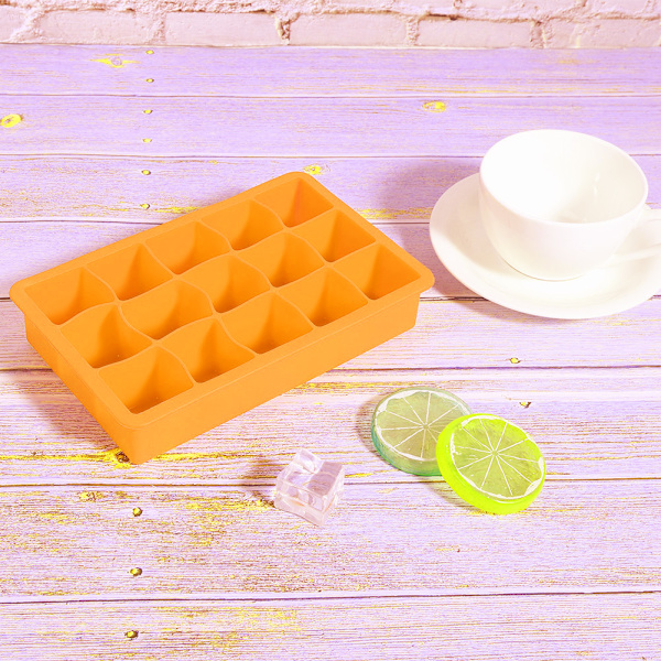 15 rutnät silikon isbricka DIY iskuber Mögelmaskin för hem kök Bartillbehör Orange