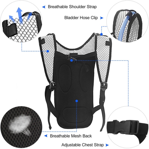 Ultralätt vätskeryggsäck för utomhuscykling för Marathon Running Randonnee Escalade, modell: Svart