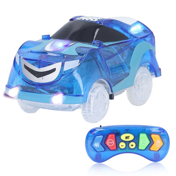 Tracks Cars 6 LED-lys Fjernkontroll Light Up Track Cars med musikk for barn Blå