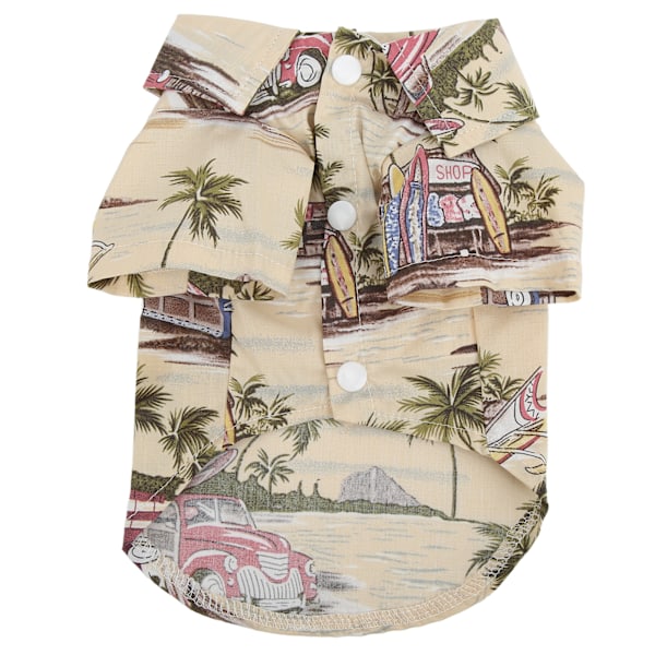 Hawaiiansk Hundetrøje Pet Sommer Cool T-shirt med Kokospalme Print til Hunde Katte Beige XL
