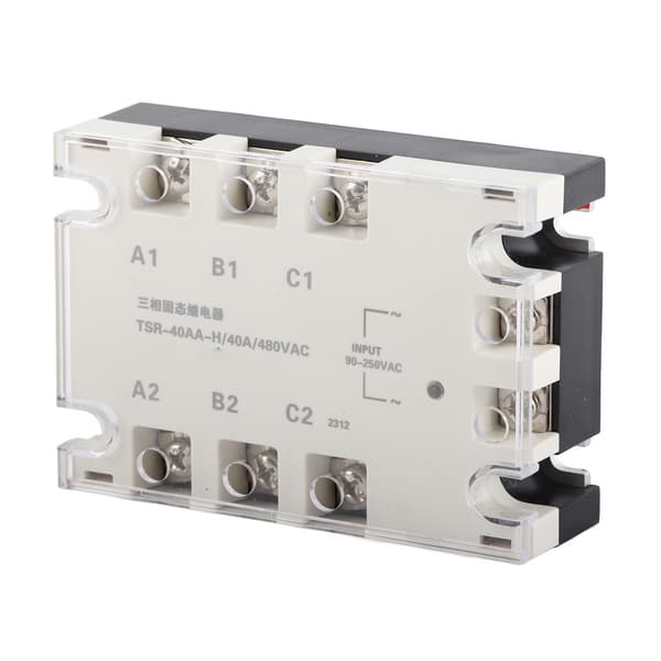 3-faset 40A AC Solid State Relæ SSR Input 90-250VAC Load 24-480VAC TSR-40AA H