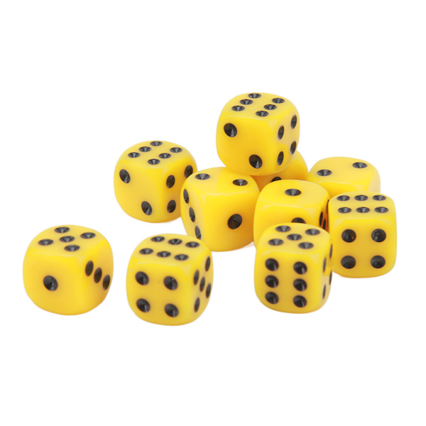 30 stk Terningesæt 16MM Plast 6-sidede Runde Hjørner Terningkuber til Brætspil Brætspil Gul