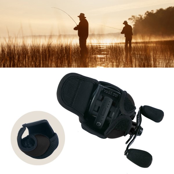 Vattentät ventilerande Baitcasting Fishing Reel Bag Fish Wheel Protector (svart)