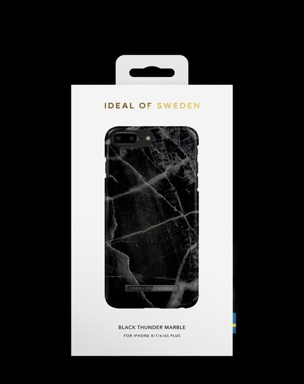Printed Case Kompatibel med iPhone 8 / 7 / 6 / 6S Plus Black Thunder Marble Black Svart marble and stone