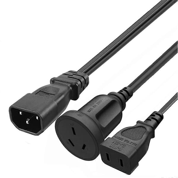3-pin C14 til 1-15R+AU-pluggadapterkabel hann til hunn-omformer 10A