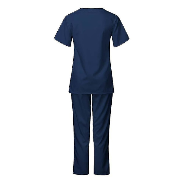 Läkare sjuksköterska skrubb set medicinsk uniform unisex topp byxor 2XL marinblå